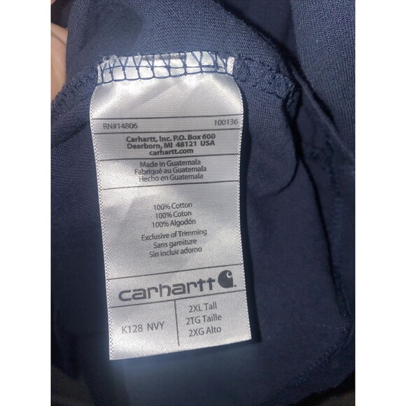 Carhartt Henley shirt Reg Heavyweight Long Sleeve Pocket Mens 2XL XXL Blue - Picture 7 of 7